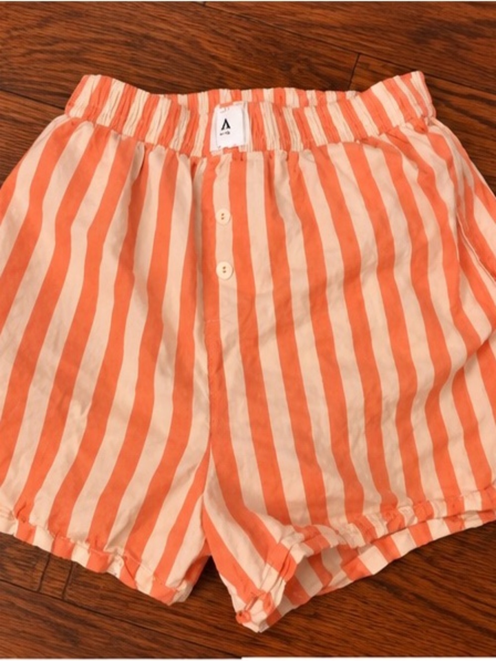 Anthropologie Orange and White Striped High-Waist Shorts